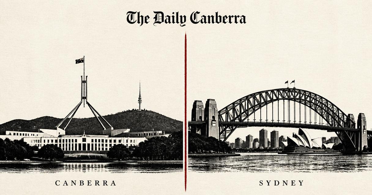 Editorial split illustration: Phoenix on the left and Sydney on the right